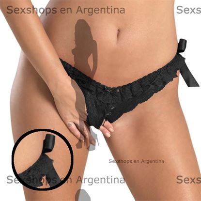 Tanga negra con apertura por delante desmontable